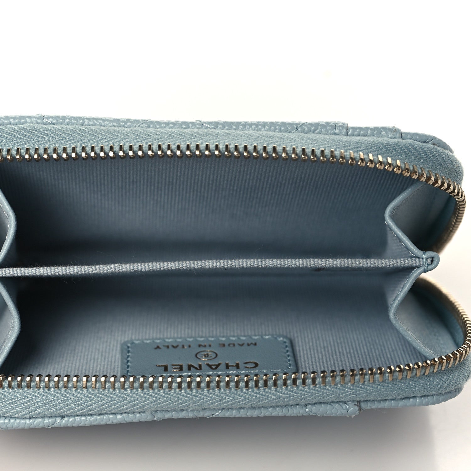 Chanel Caviar Quilted Zip Card Holder Light Blue 5 of 8
