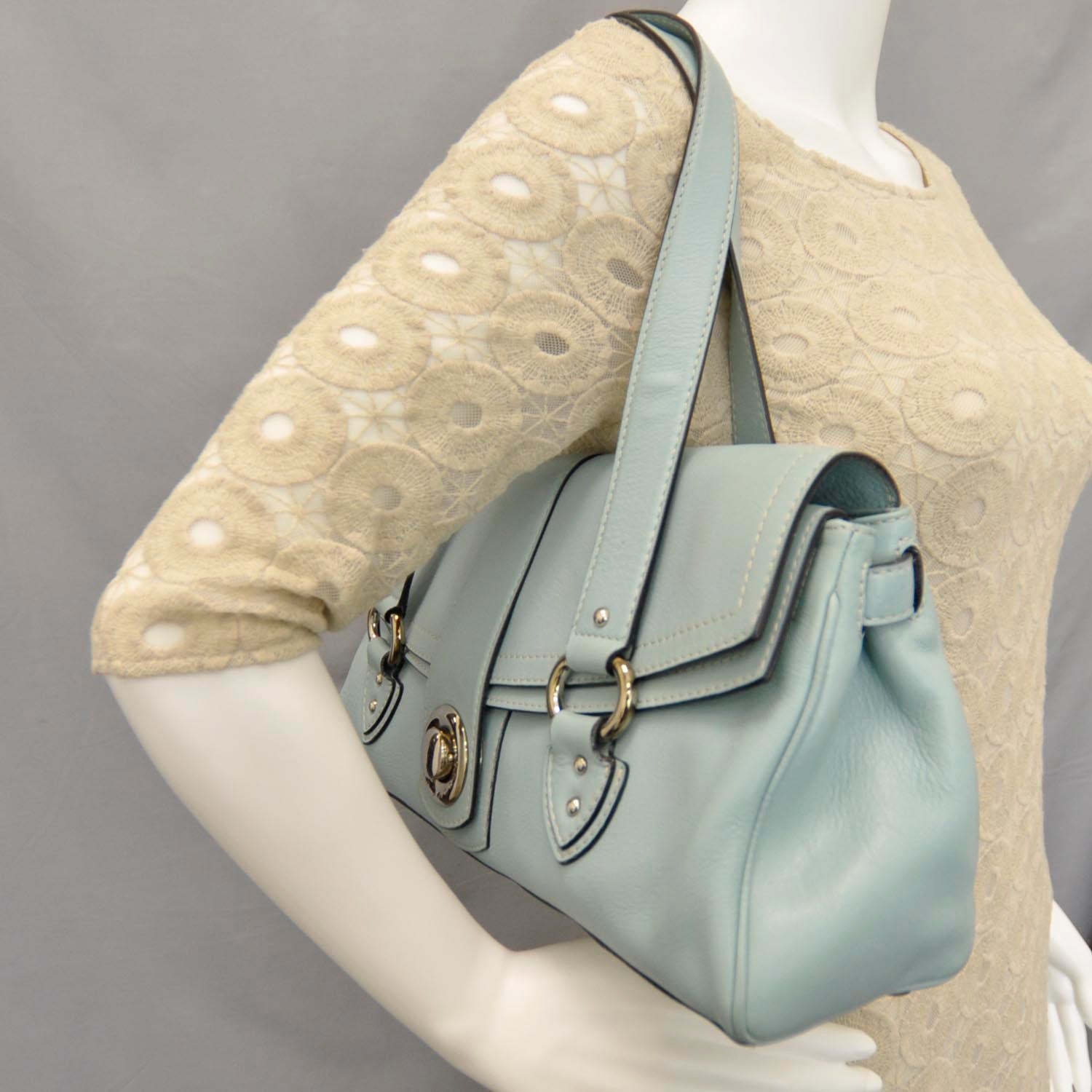 Marc Jacobs Leather Pushlock Satchel Blue 2 of 9