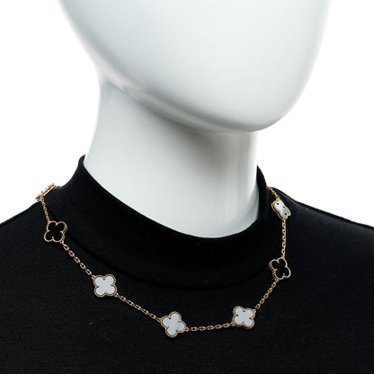 Van Cleef & Arpels 18K Yellow Gold Black Onyx 10 Motifs Vintage Alhambra Necklace 3 of 5