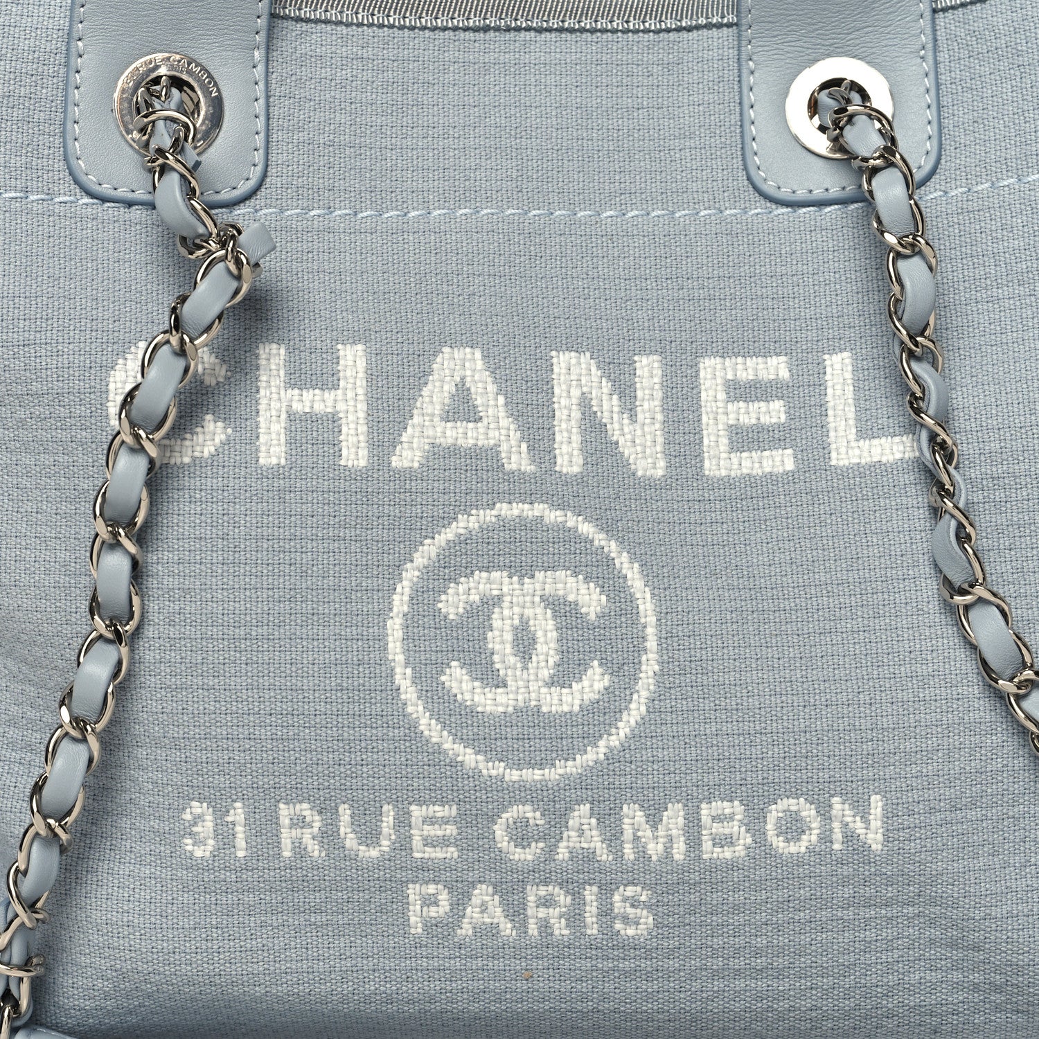 Chanel Mixed Fibers Medium Deauville Tote Light Blue 10 of 12