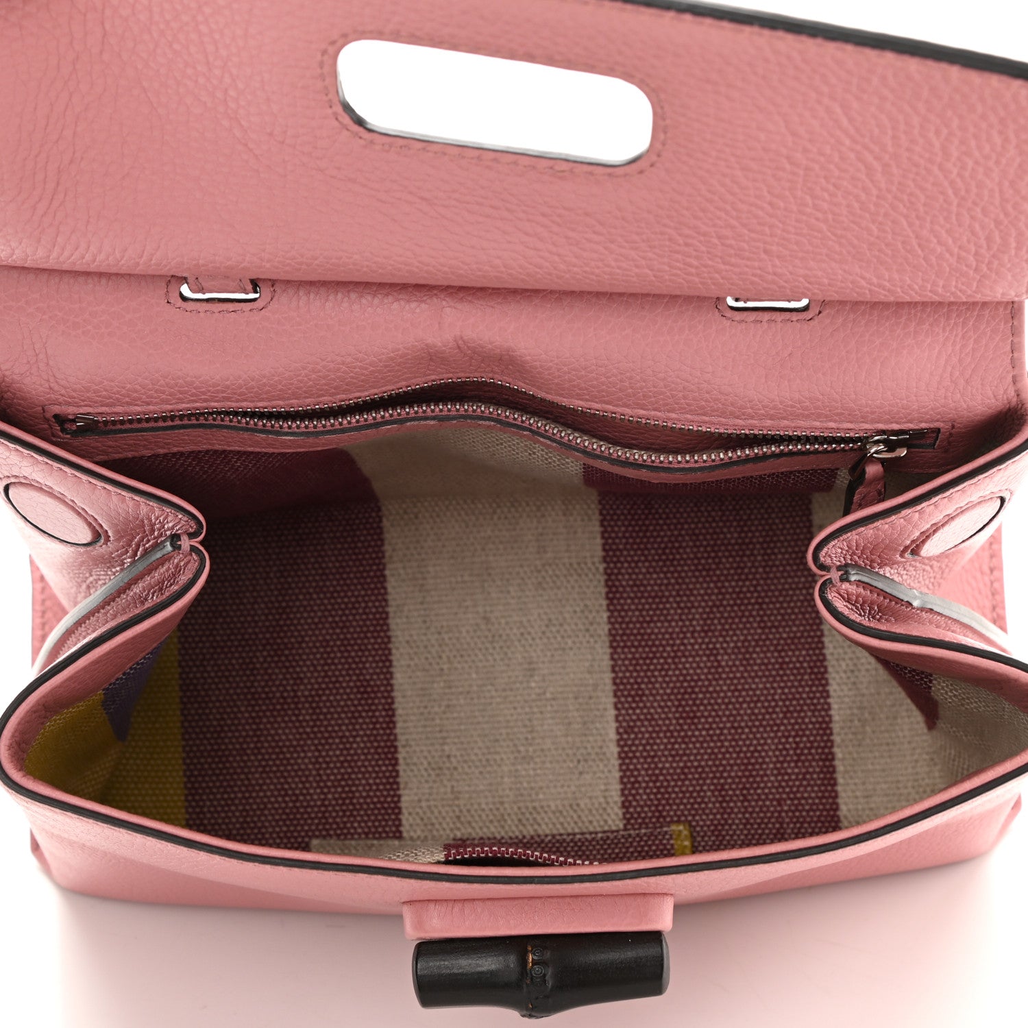 Gucci Cellarius Calfskin Small Bamboo Daily Top Handle Bag Carmine Rose 5 of 7