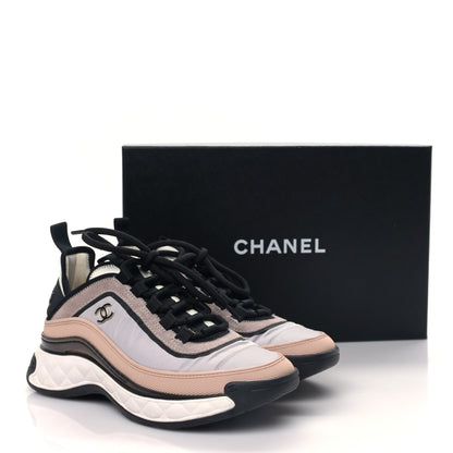 Chanel Suede Calfskin Mixed Fibers CC Sneakers 37 Pink Grey 9 of 9