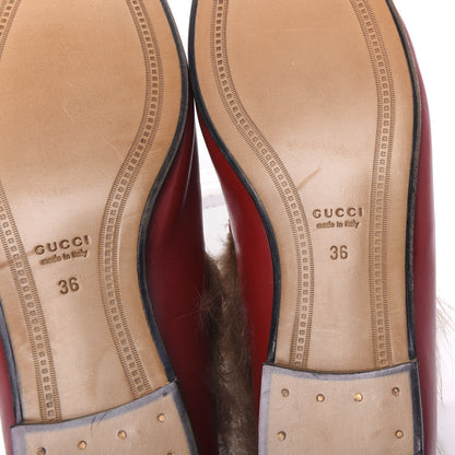 Gucci Malaga Kid Fur Womens Jordaan Loafers 36 Hibiscus Red Natural 7 of 12