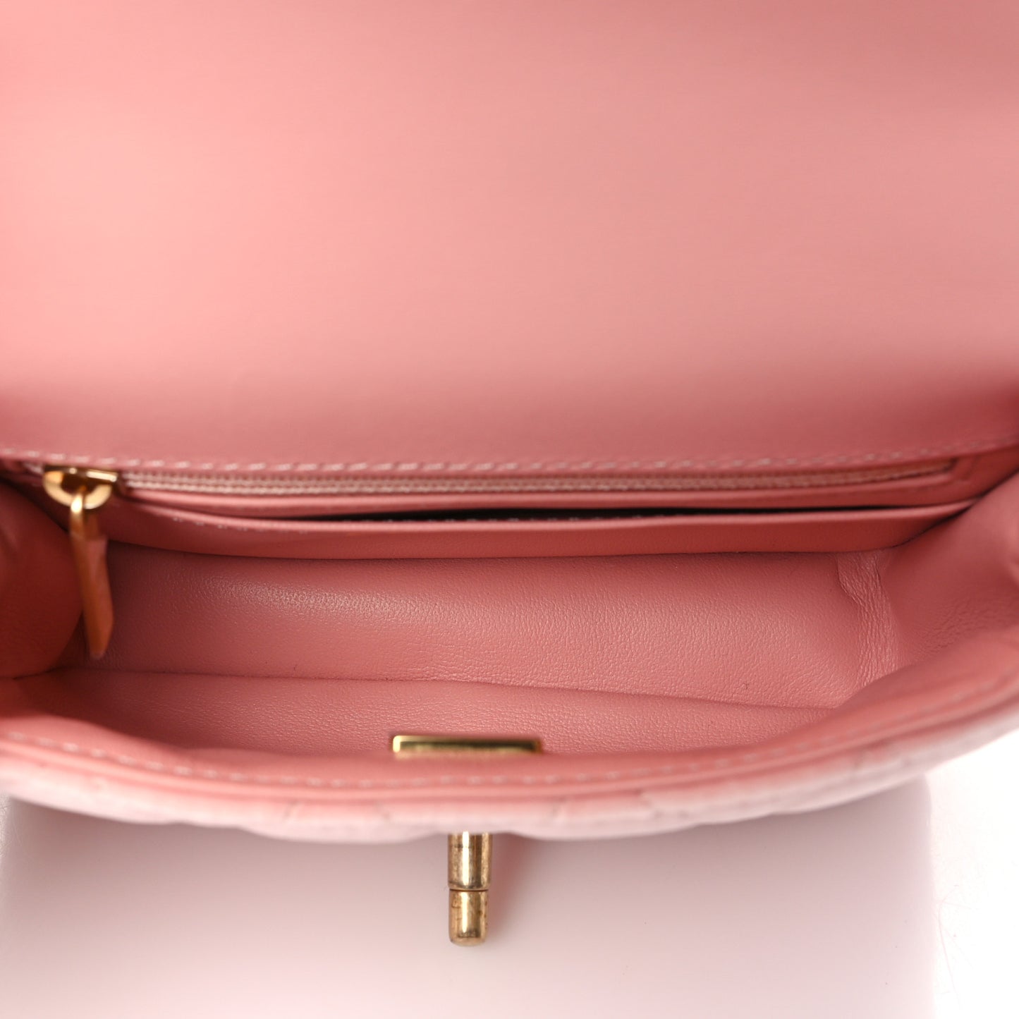 Velvet Enamel Mini Flap Light Pink