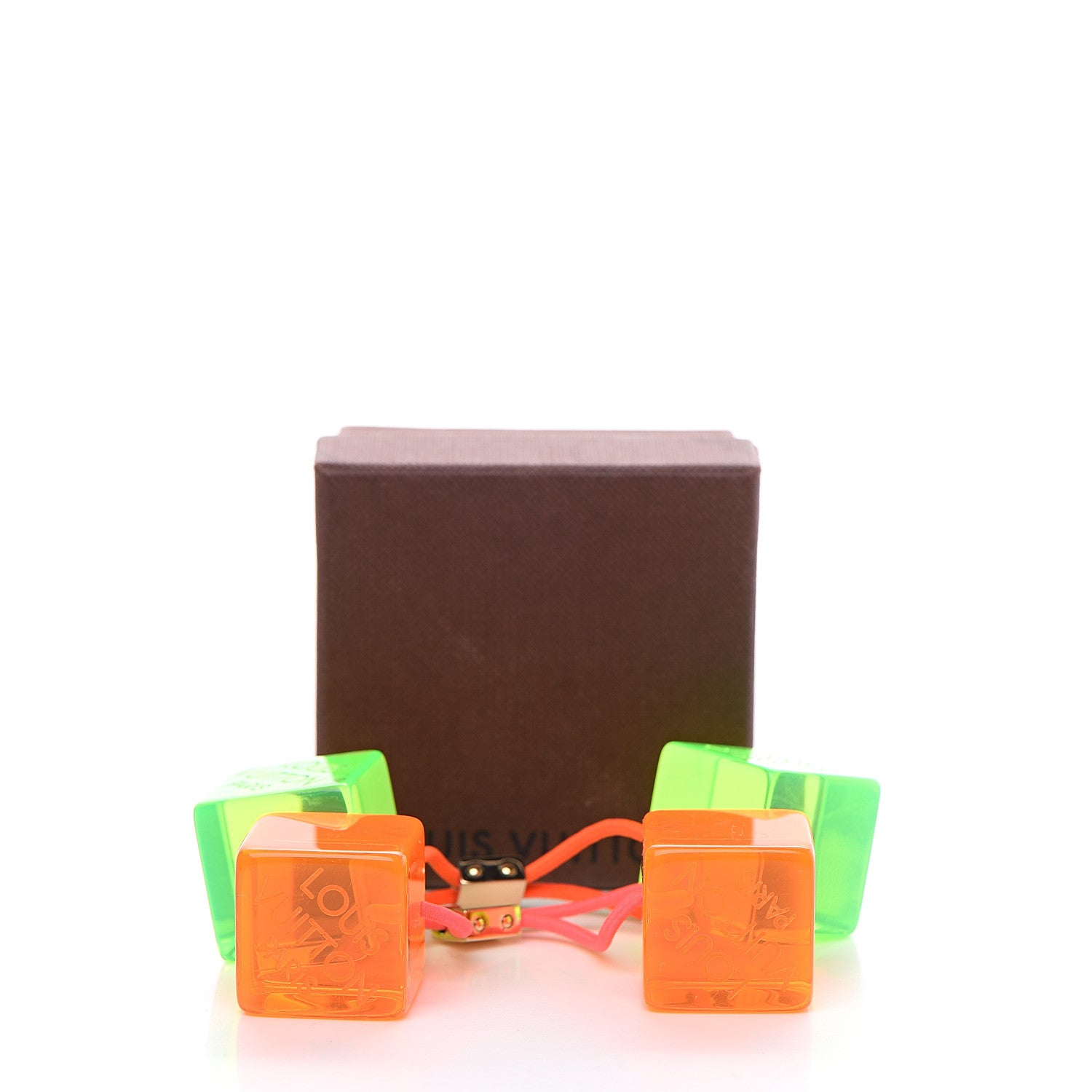 Louis Vuitton Resin Fluo Robert Wilson Hair Cubes Green Orange 3 of 3