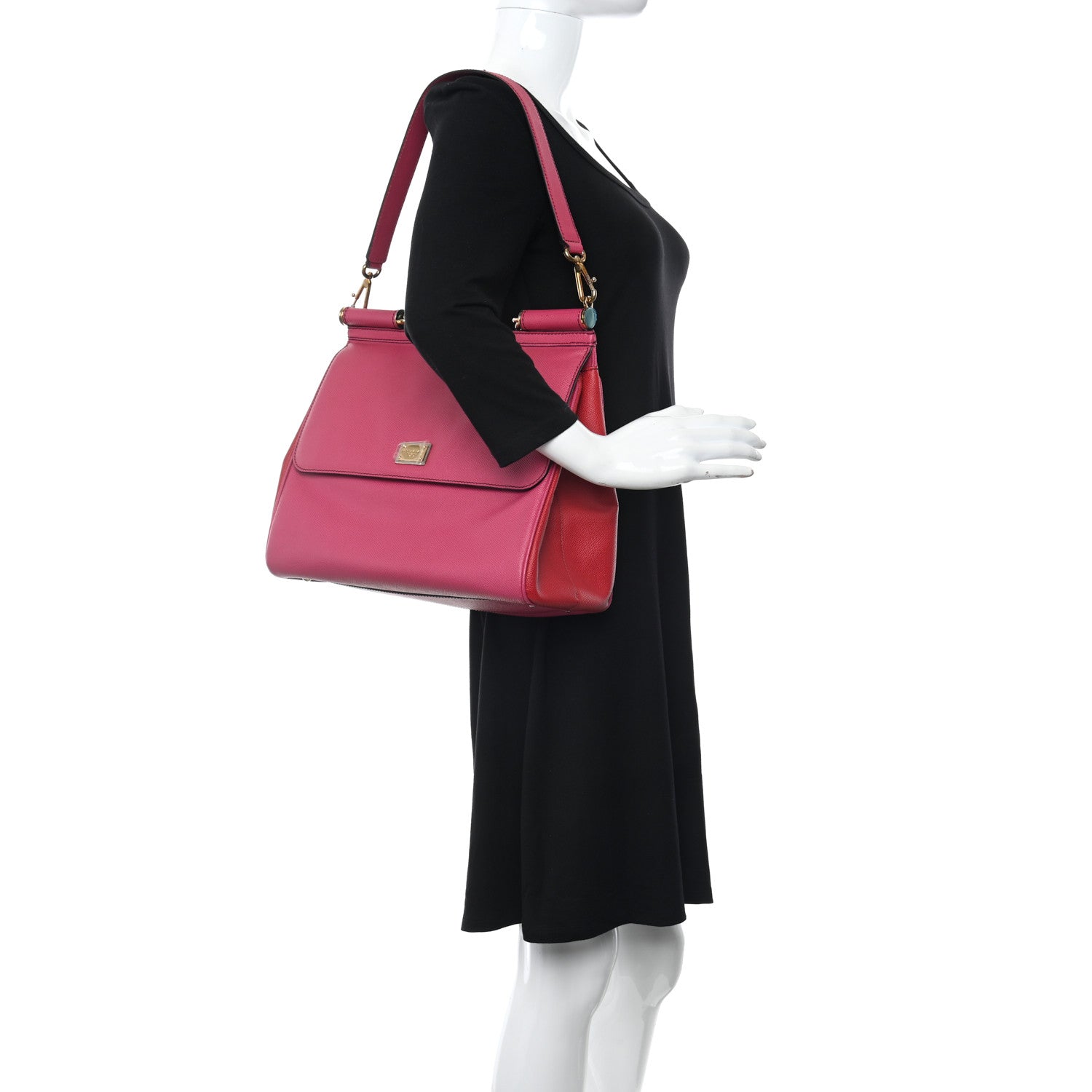 Dolce & Gabbana Dauphine Large Bi-Color Miss Sicily Satchel Fuchsia Red 2 of 9