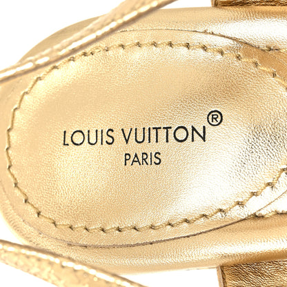 Louis Vuitton Metallic Crinkled Calfskin LV Edge Sandals 39 Gold 8 of 8