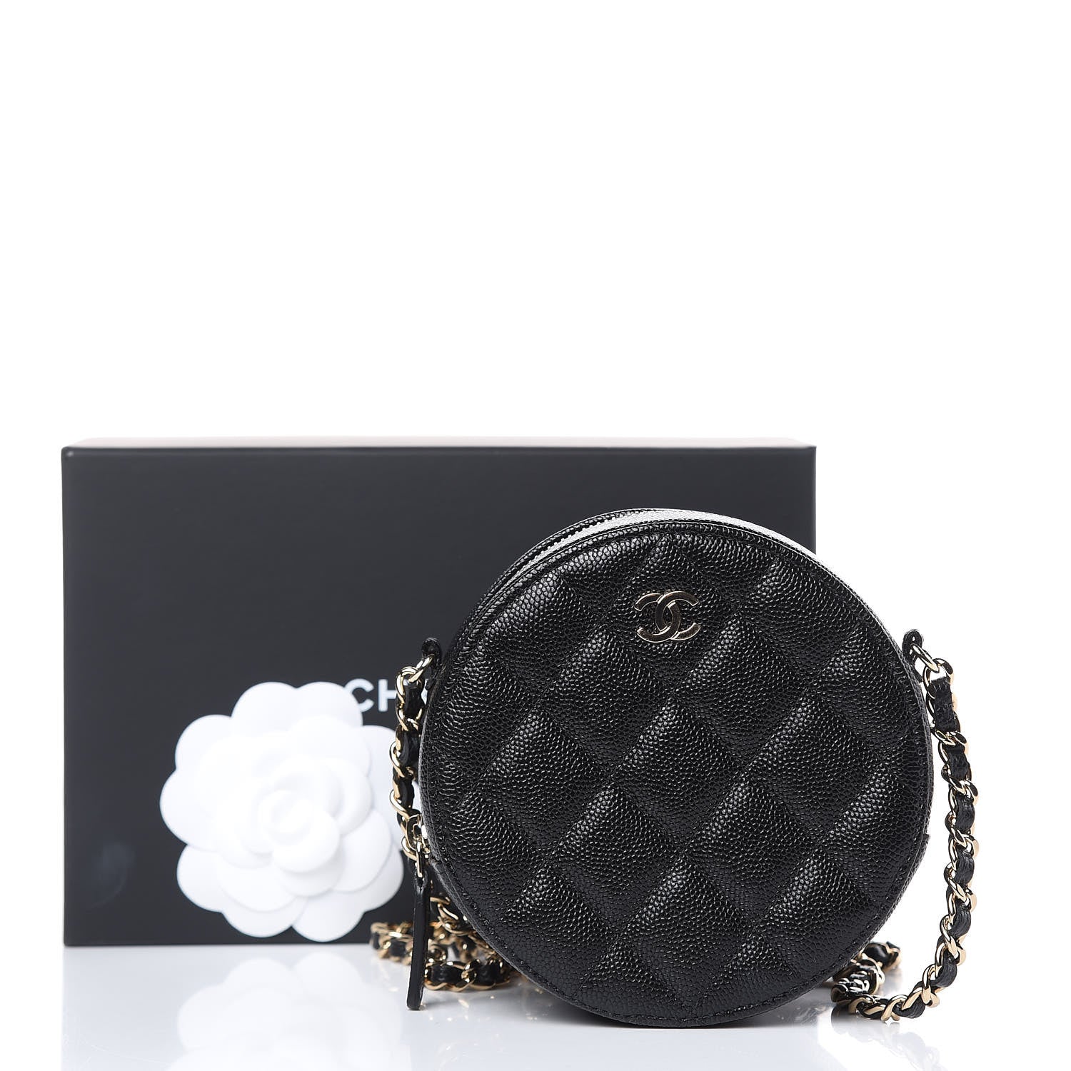 Chanel Caviar Quilted Round Clutch With Chain Black 10 of 10