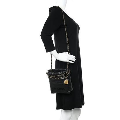 Chanel Shiny Caviar Quilted Monochrome Mini Chanel 22 Black 2 of 9