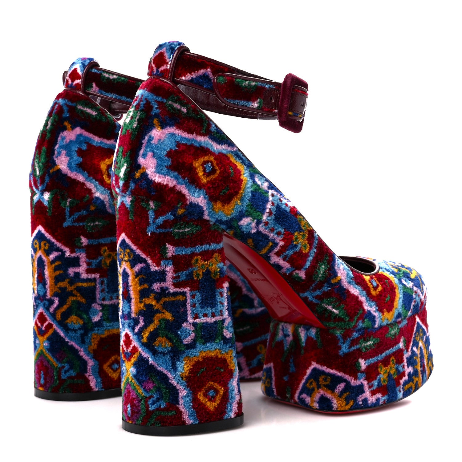 Christian Louboutin Velvet Broderie Tapis Loubi Mystery Yazefir 130mm Platform Pumps 39 Multicolor 4 of 8