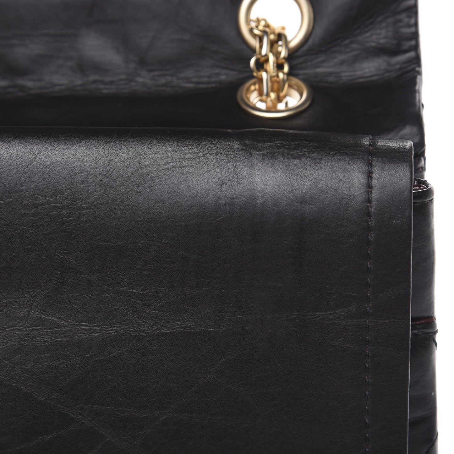 Aged Calfskin Quilted 2.55 Reissue 227 Flap Black