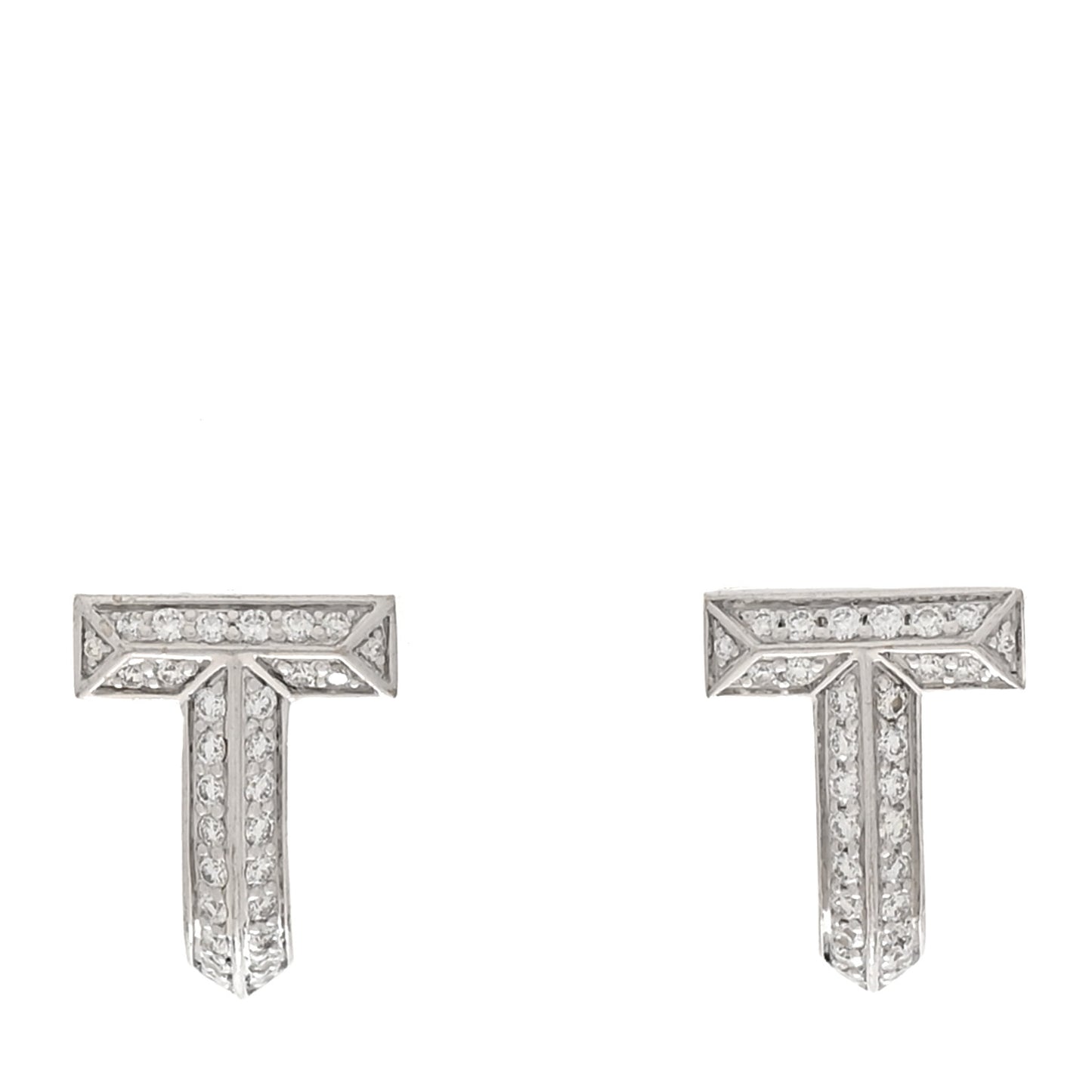 18K White Gold Diamond T1 Half Pave Huggie Earrings
