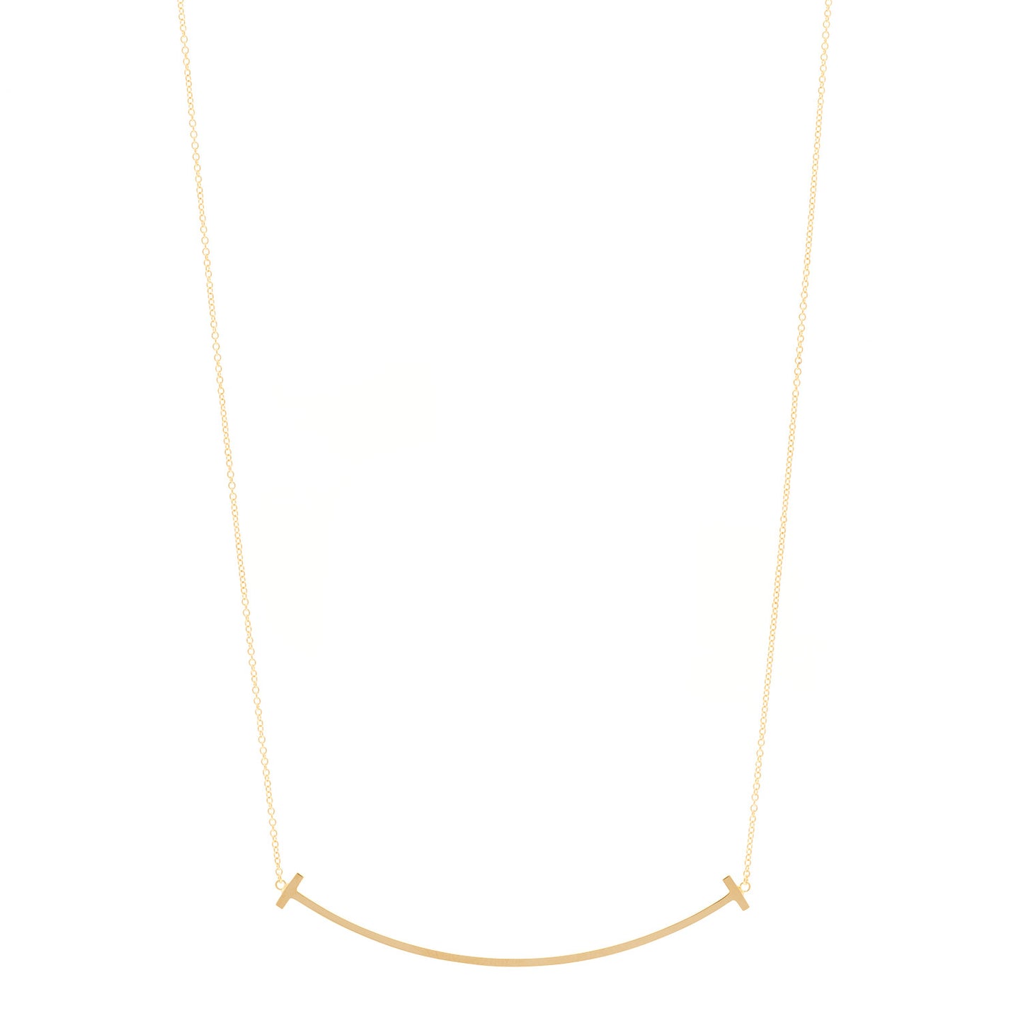 18K Yellow Gold Large T Smile Pendant Necklace