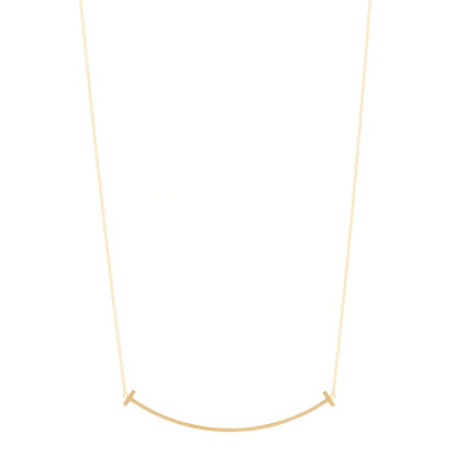 Tiffany 18K Yellow Gold Large T Smile Pendant Necklace 1 of 5
