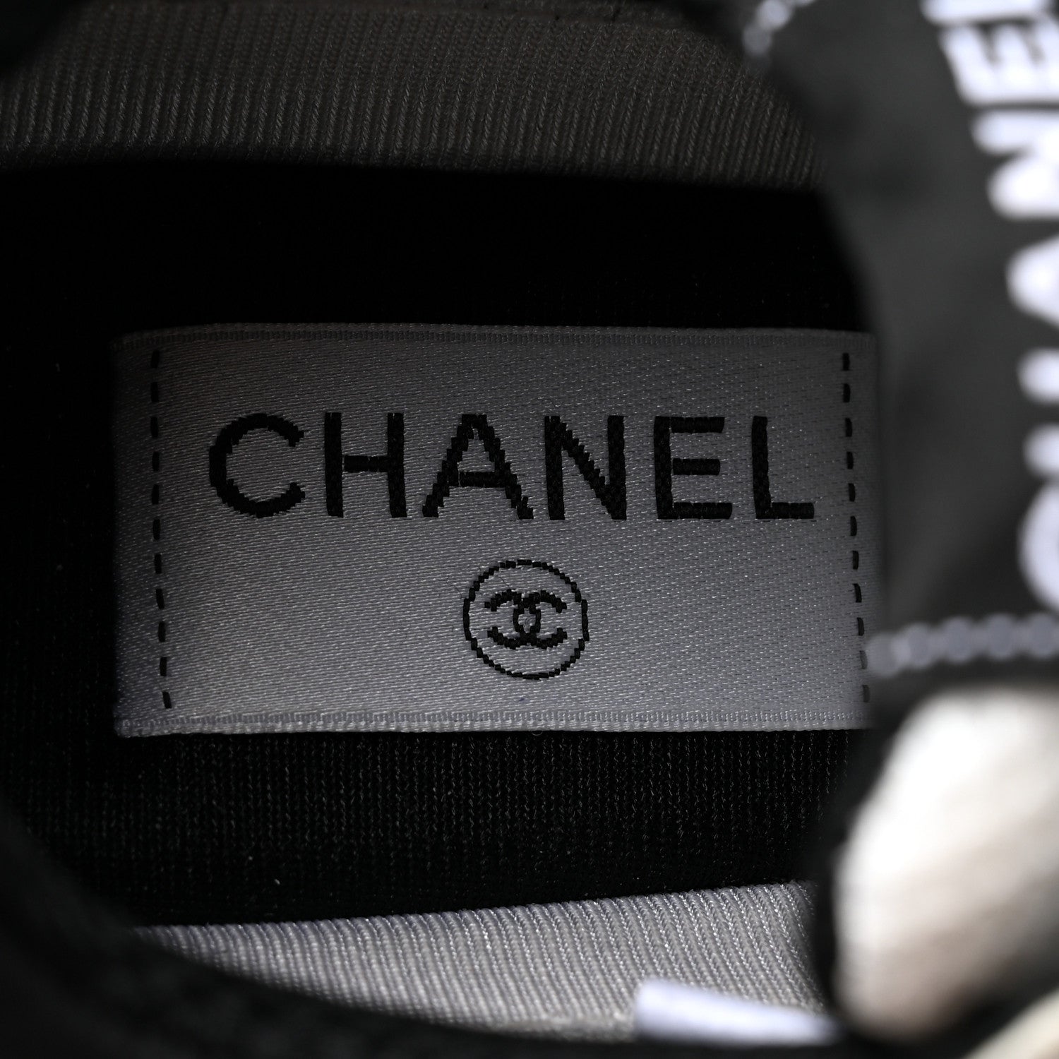 Chanel Mesh Suede Calfskin Grained Calfskin Womens CC Sneakers 38.5 White Black 7 of 9