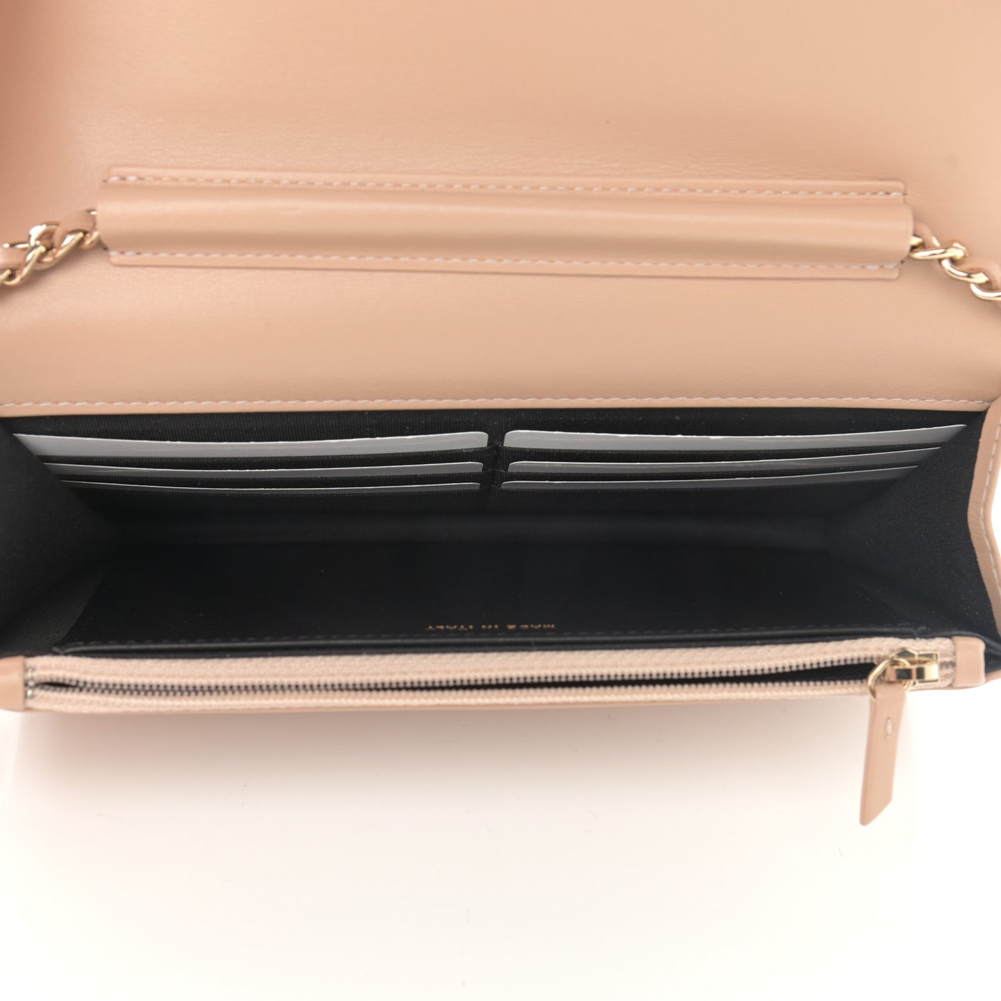 Caviar Quilted CC Filigree Wallet On Chain WOC Beige Black