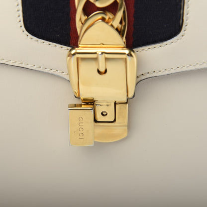 Gucci Calfskin Web Medium Sylvie Top Handle Bag White 11 of 11