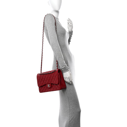 Chanel Caviar Quilted Jumbo Double Flap Dark Red 3 of 10