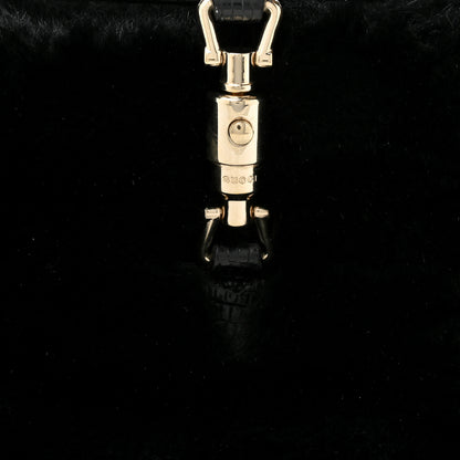 Gucci Lizard Rabbit Fur Jackie O Hobo Black 8 of 11