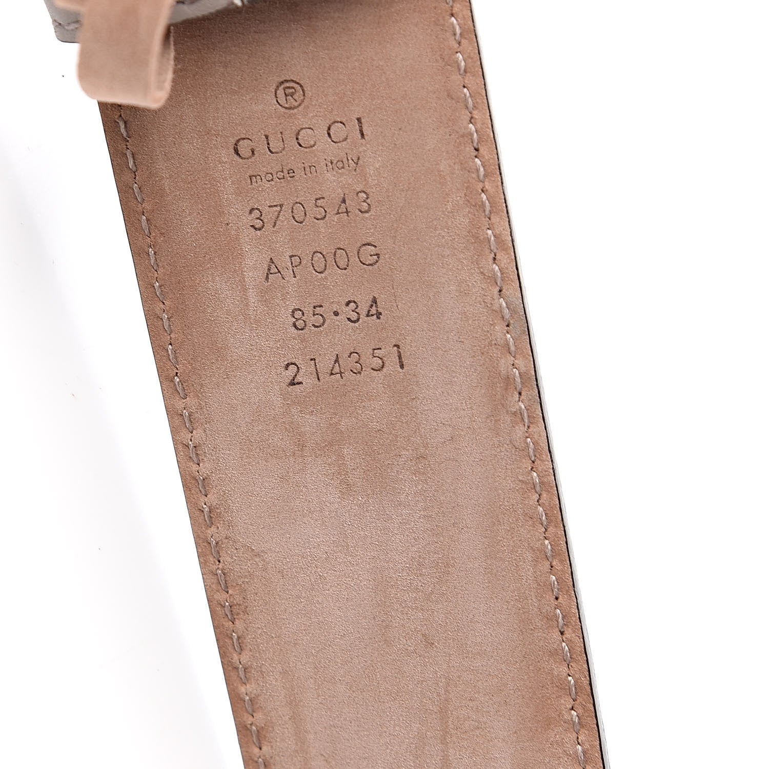 Gucci Moon Calfskin Interlocking G 37mm Belt 85 34 Storm Grey 6 of 6