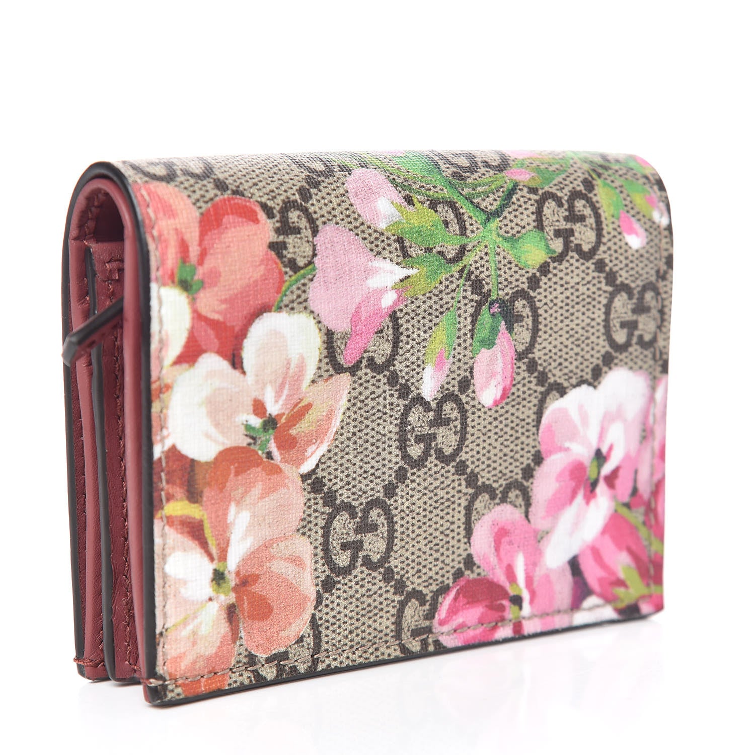 Gucci GG Supreme Monogram Blooms Card Case Wallet Beige Multicolor Dry Rose 3 of 7