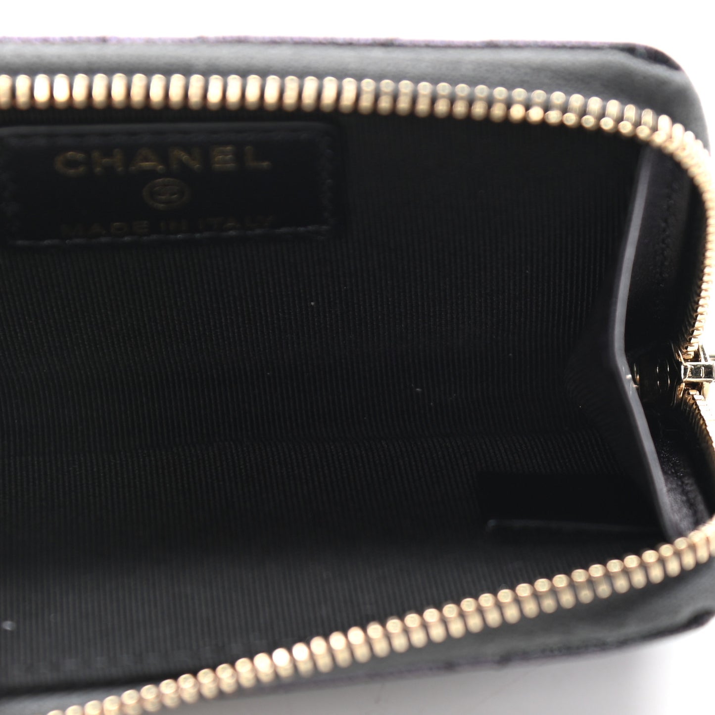 Iridescent Caviar Quilted Key Holder Case Black