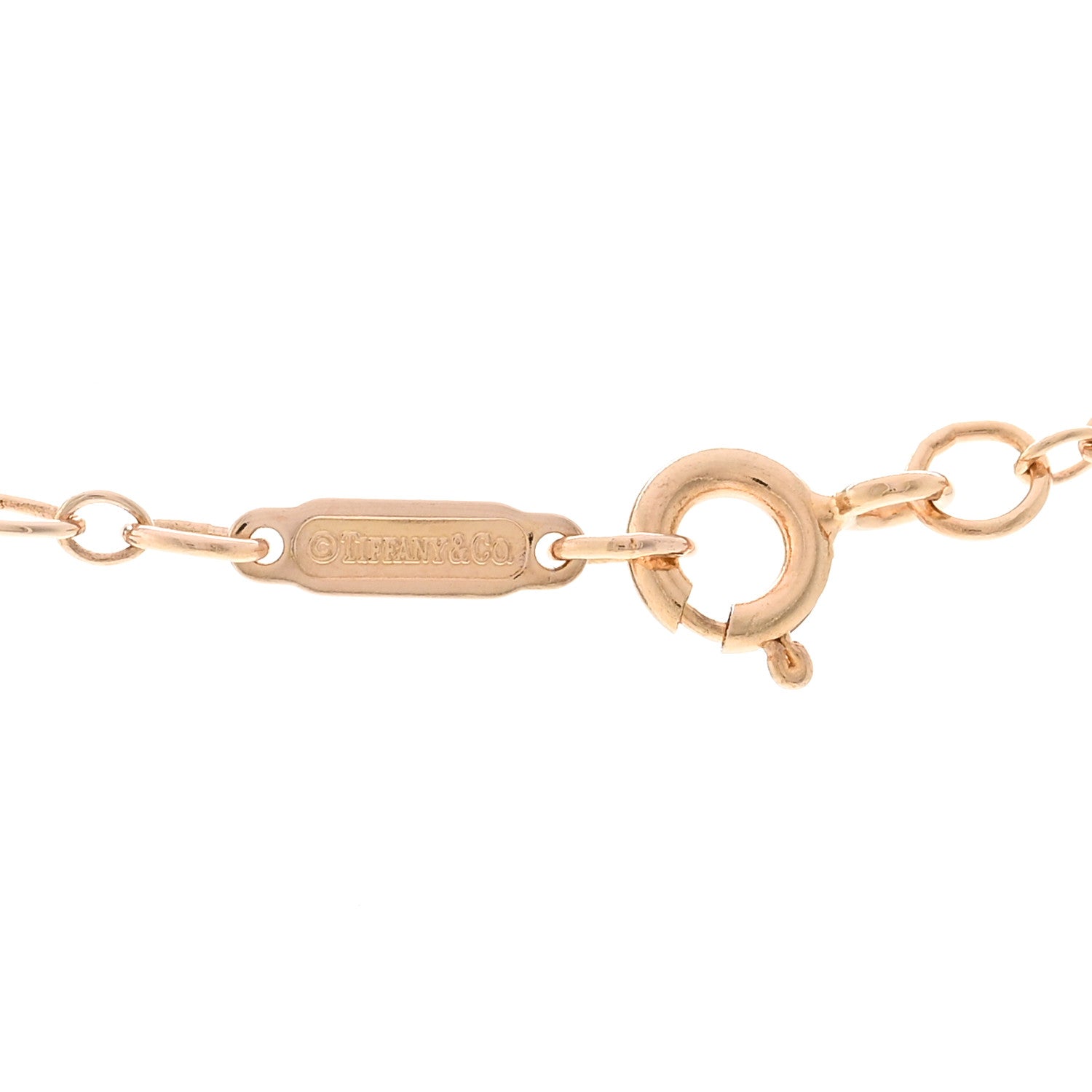 Tiffany 18K Rose Gold Mini Heart Key Pendant Oval Link Necklace 4 of 4
