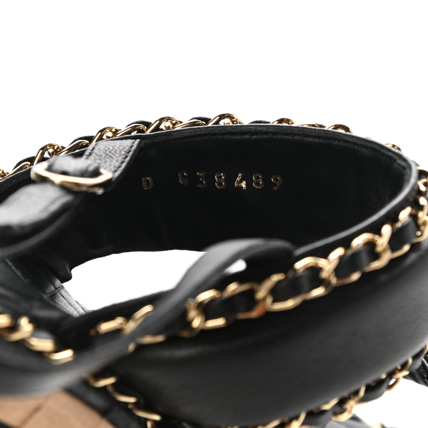 Chanel Lambskin Cork Chain Sandals 38 Black 7 of 7