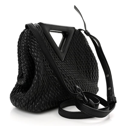 Bottega Veneta Lambskin Knit Small The Point Triangle Bag Black 3 of 11