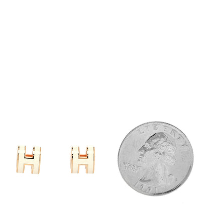 Hermes Rose Gold Lacquered Mini Pop H Earrings White 2 of 5