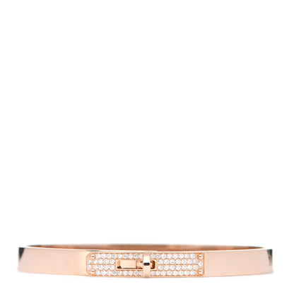 Hermes 18K Rose Gold Diamond PM Kelly Pave Bracelet SH 1 of 5