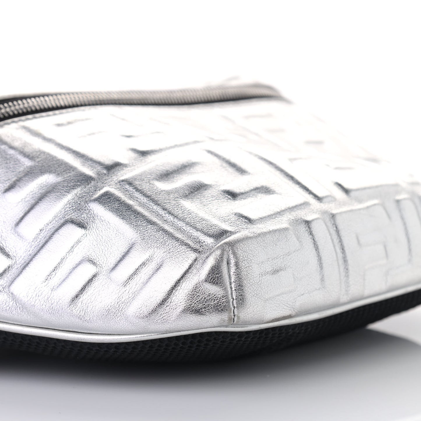 Vitello Catalan Mirror FF 1974 Embossed Belt Bag Argento