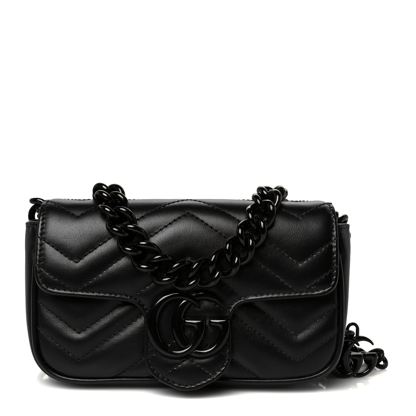 Calfskin Matelasse Monochrome GG Marmont Chain Belt Bag Black