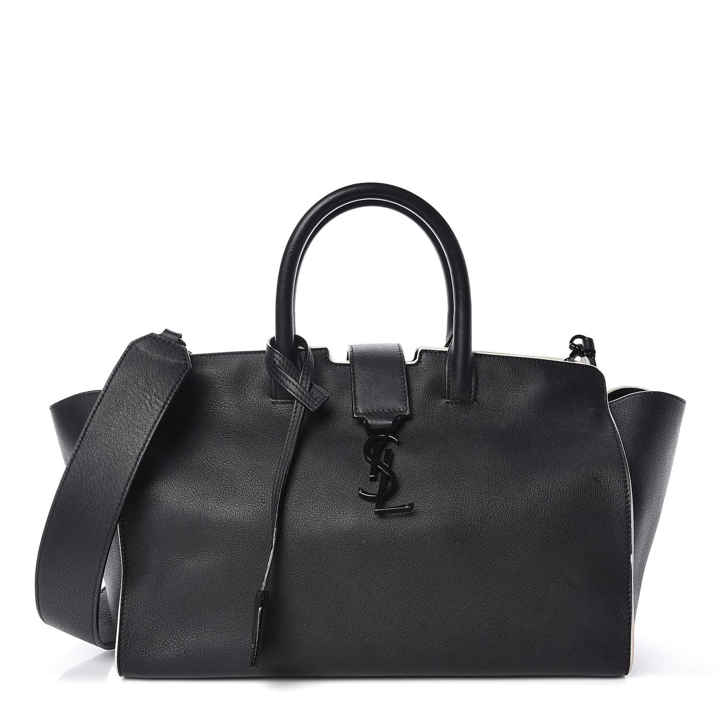 Calfskin Small Monogram Downtown Cabas Black White