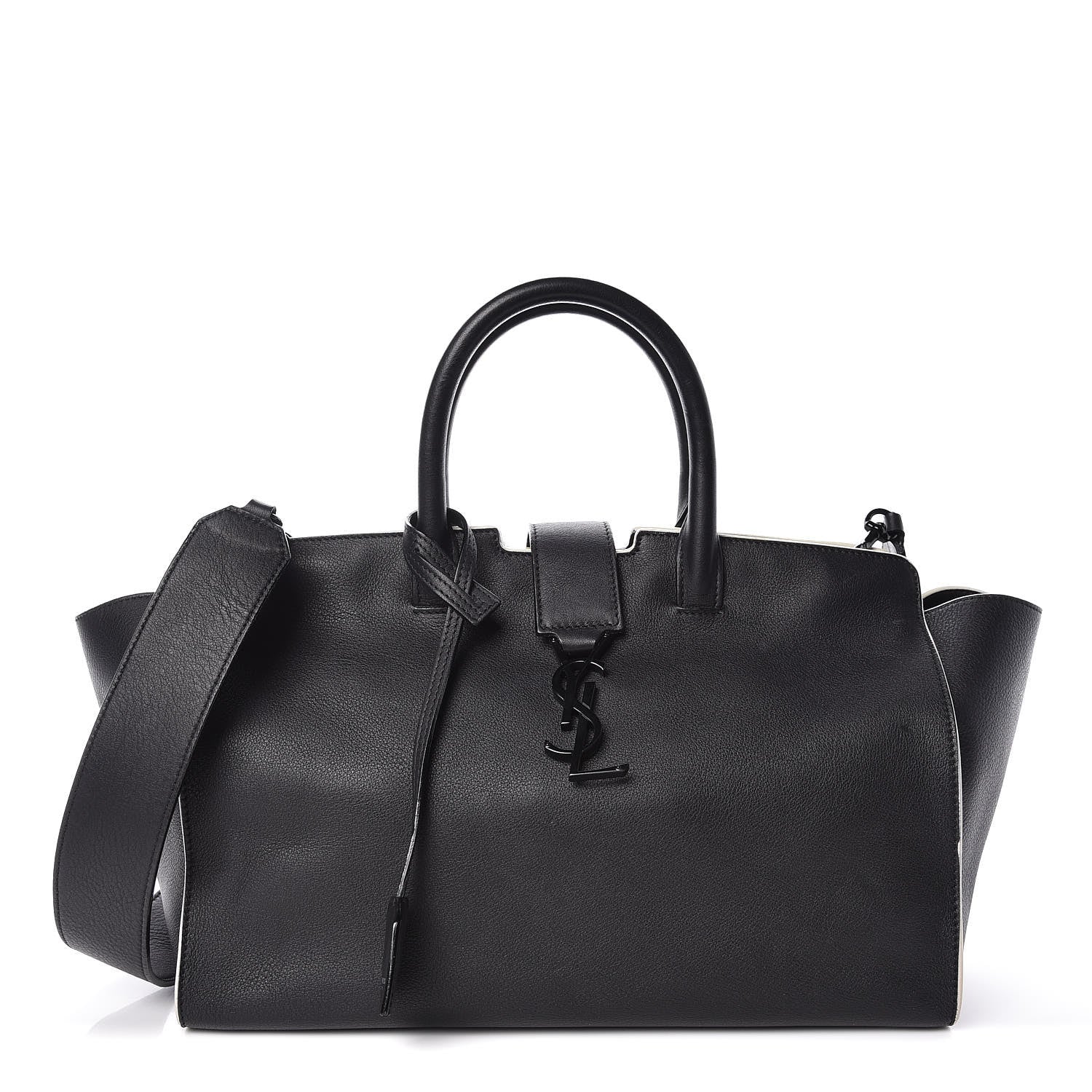 Saint Laurent Calfskin Small Monogram Downtown Cabas Black White 1 of 14