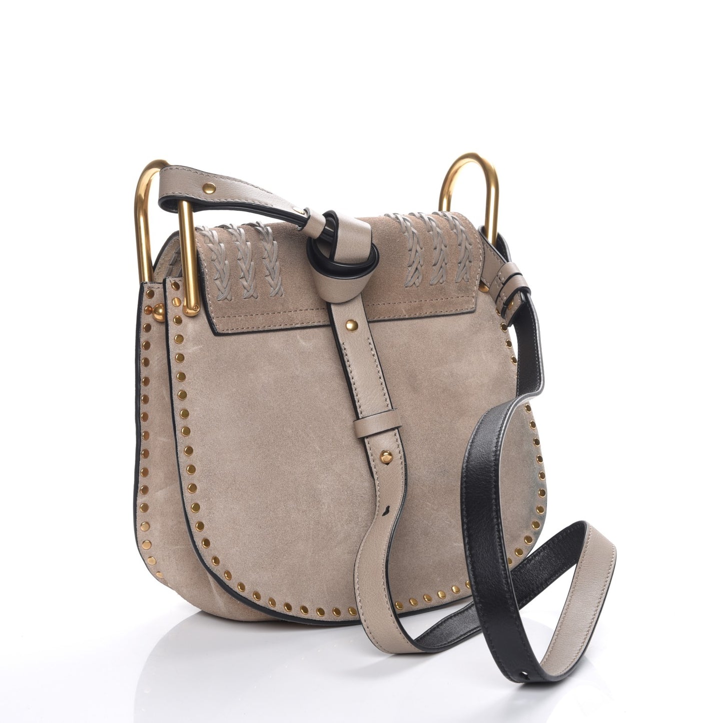 Suede Braided Small Hudson Shoulder Bag Motty Grey