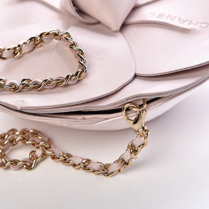 Chanel Lambskin Satin Camellia Clutch Light Pink 12 of 14