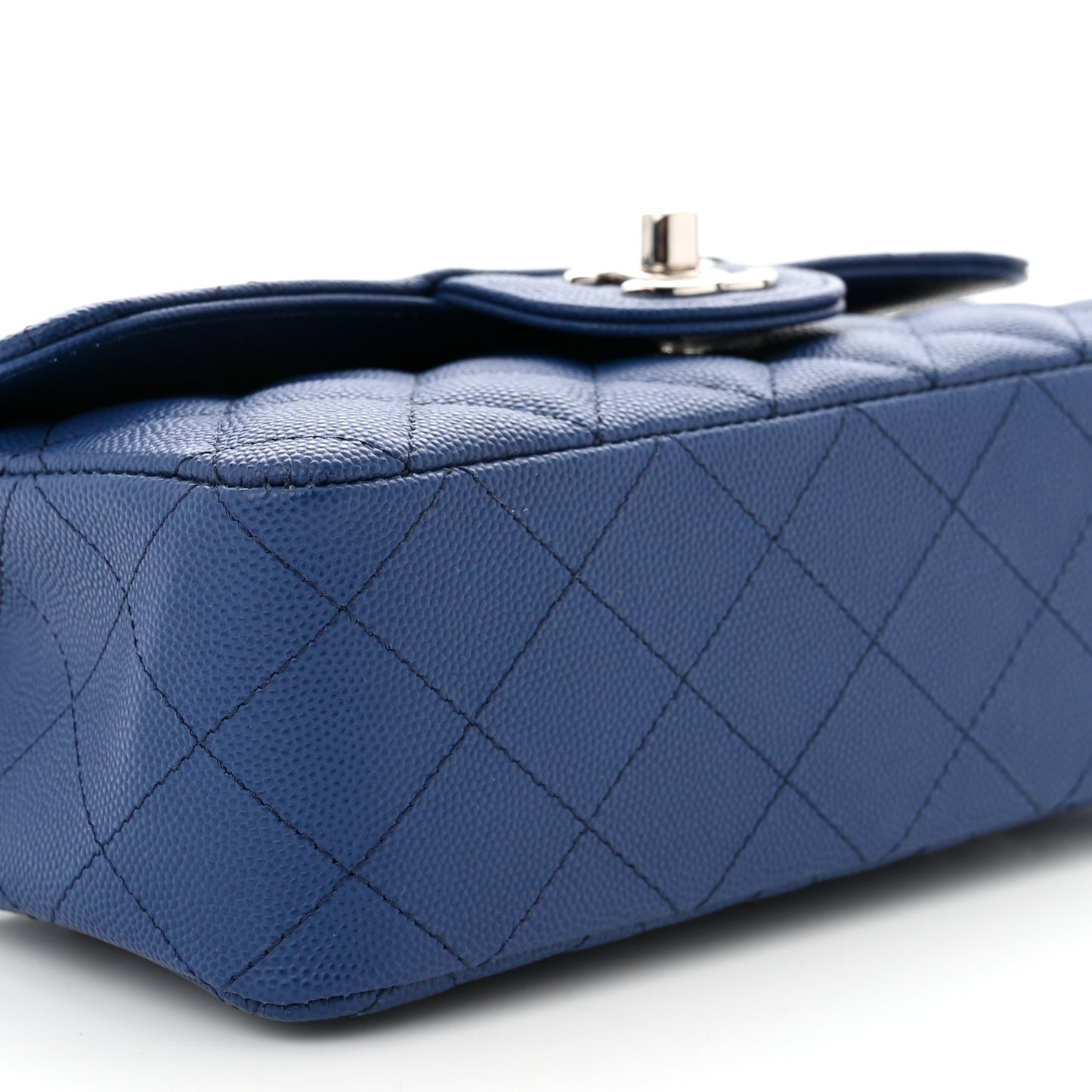 Caviar Quilted Mini Rectangular Flap Blue