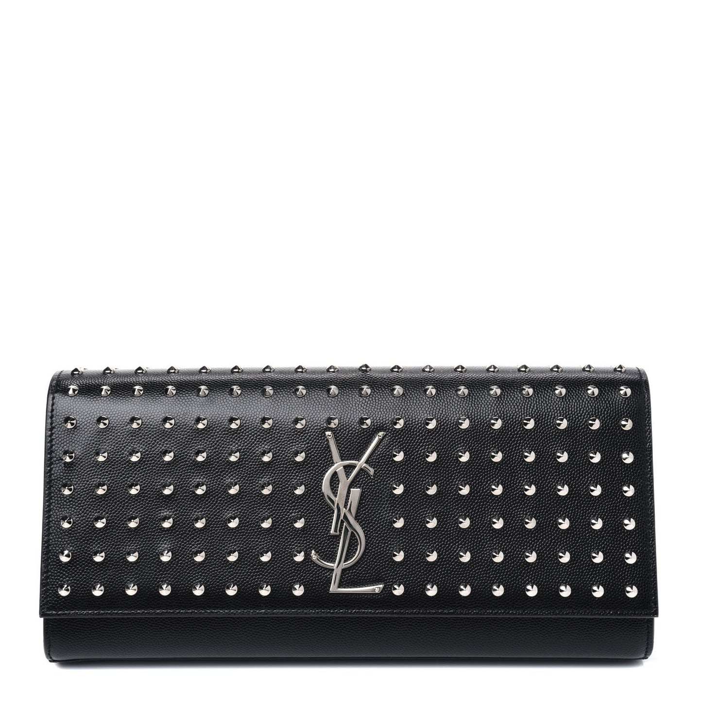Grain De Poudre Classic Monogram Studded Clutch Black
