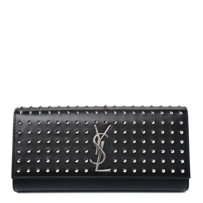 Saint Laurent Grain De Poudre Classic Monogram Studded Clutch Black 1 of 18