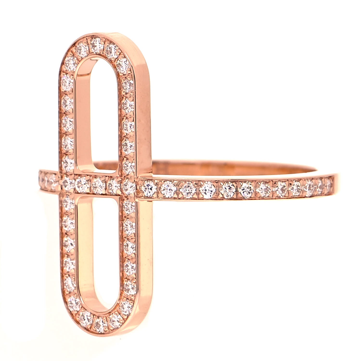 Hermes 18K Rose Gold Diamond Ever Chaine d'Ancre Small Ring 51 5.75 4 of 6