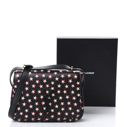 Saint Laurent Smooth Calfskin Star Print Small Spontini Saddle Bag Black Ivory Red 11 of 11