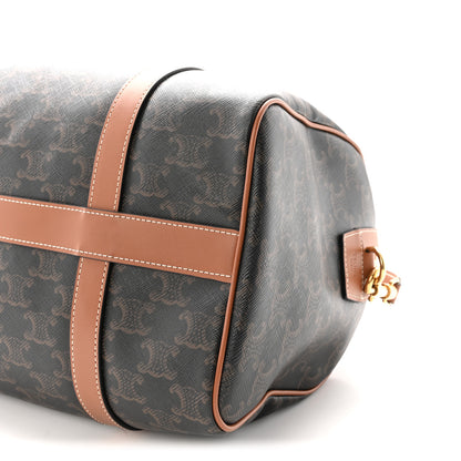 Celine Triomphe Canvas Calfskin Boston Bag Tan 10 of 10