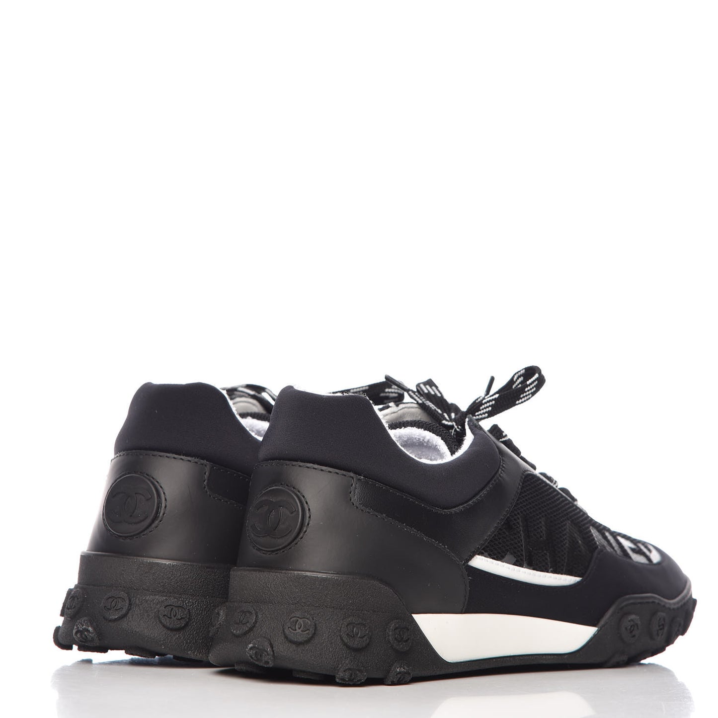 Calfskin Mesh Lycra Sneakers 41 Black