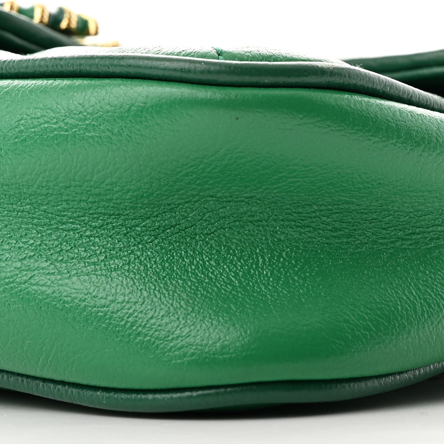 Azalea Calfskin Enamel Matelasse Diagonal Super Mini Torchon GG Marmont Shoulder Bag New Shamarock Emerald