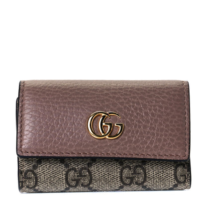 Gucci Dollar Calfskin GG Supreme Monogram GG Marmont 6 Key Holder Case Porcelain Rose Beige Ebony 1 of 8