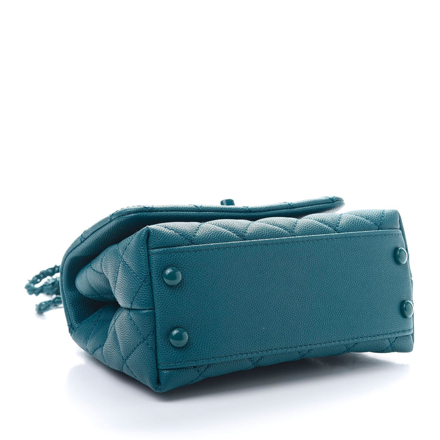 Caviar Quilted Incognito Extra Mini Coco Handle Flap Dark Turquoise