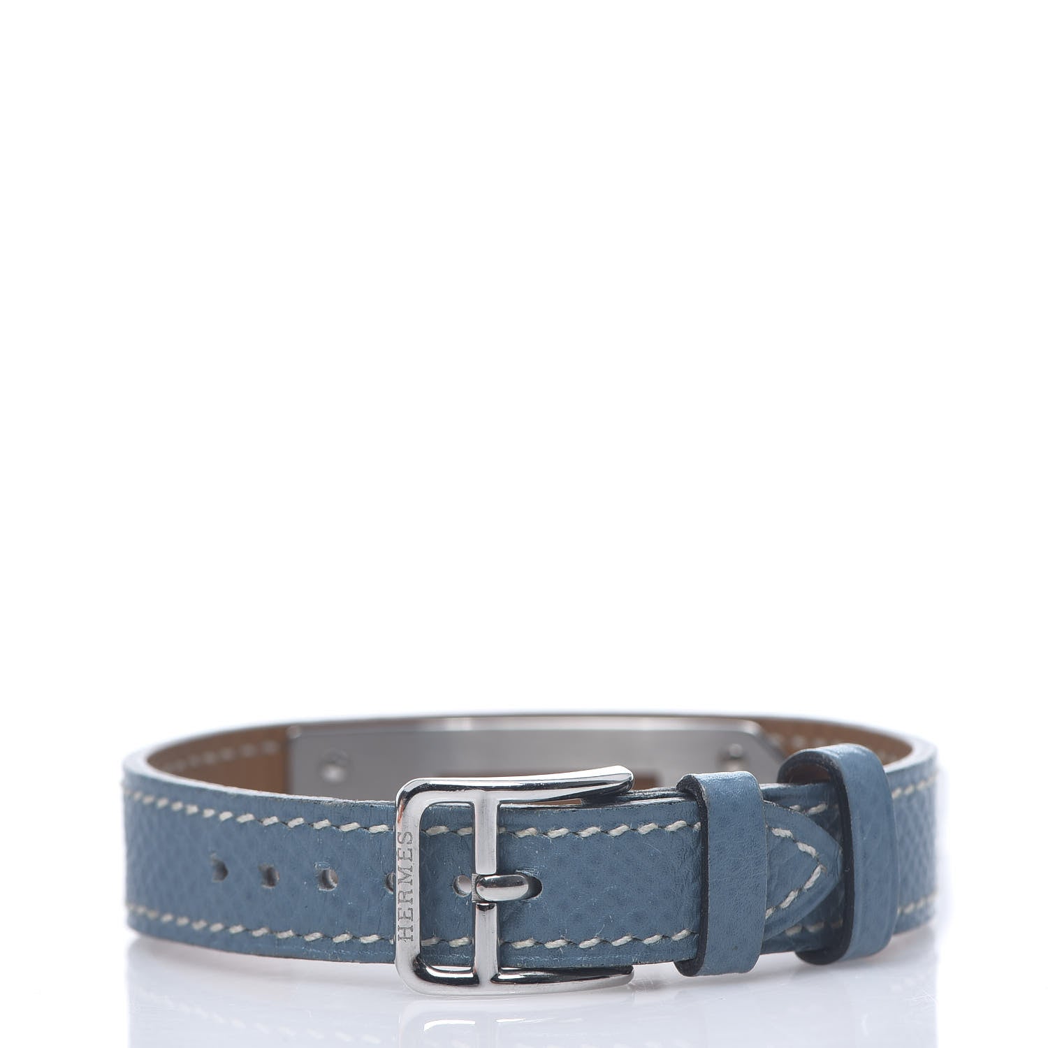 Hermes Stainless Steel Courchevel 20mm Kelly Cadena Quartz Watch Blue Jean 2 of 5