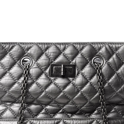 Chanel Metallic Aged Calfskin Quilted Reissue 2.55 Tote Dark Grey 15 of 15