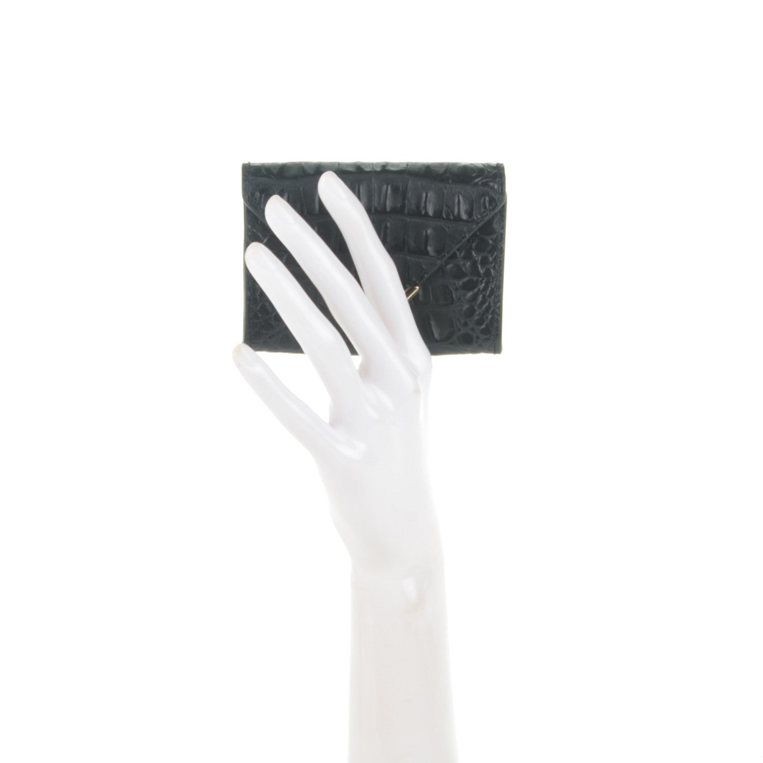 Alexander Wang Alligator Embossed Prisma Envelope Card Holder Black 2 of 7